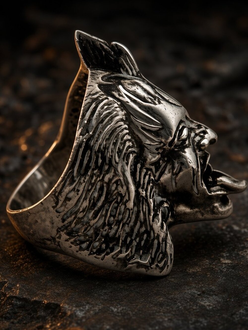 Heavy Music Rock Stage Power Biker Ring KISS Gene Simmons 925 Sterling Silver